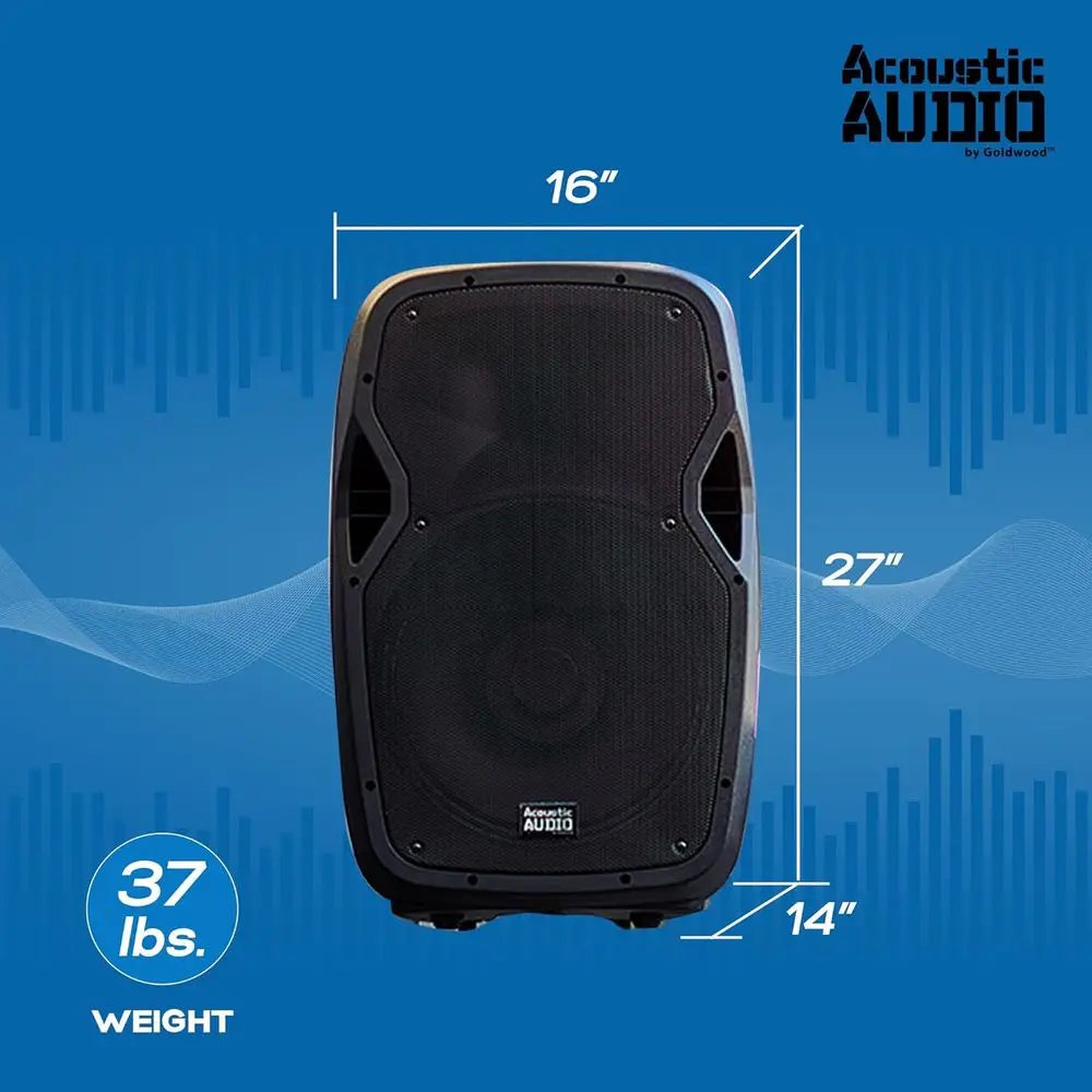 High-Power Bluetooth Speaker with LED Lights, Portable PA System with Stand, Microphone, and Remote for Karaoke, DJ, or Party Ev