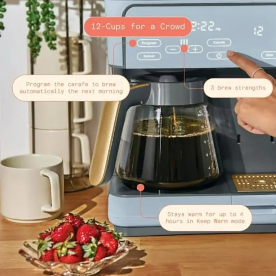 Programmable 12-Cup Single-Serve Multi-Brew Coffee Maker with Digital Controls Large Capacity Easy to Use Stainless Steel Black
