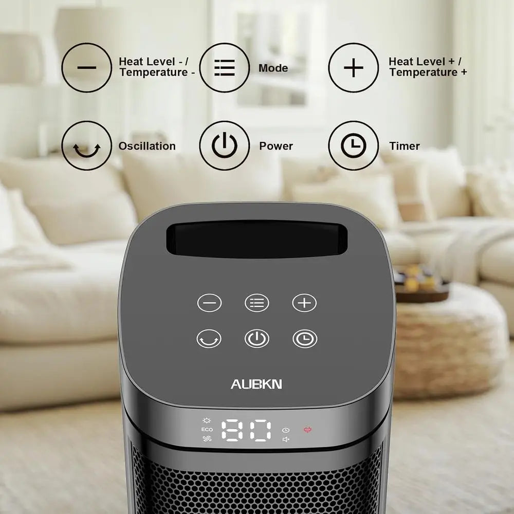 Portable Space Heater, 1500W, 3 Heating Modes, 70° Oscillation, Ideal for Office, Home, and Bedroom