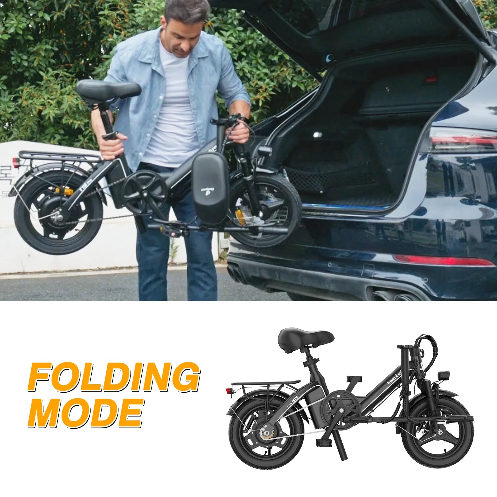 Bodywel T16Pro 14" Folding Electric Bike for Adults, 36V 10.4Ah Removable Battery, UL Commuter EBike with Dual Disc Brakes