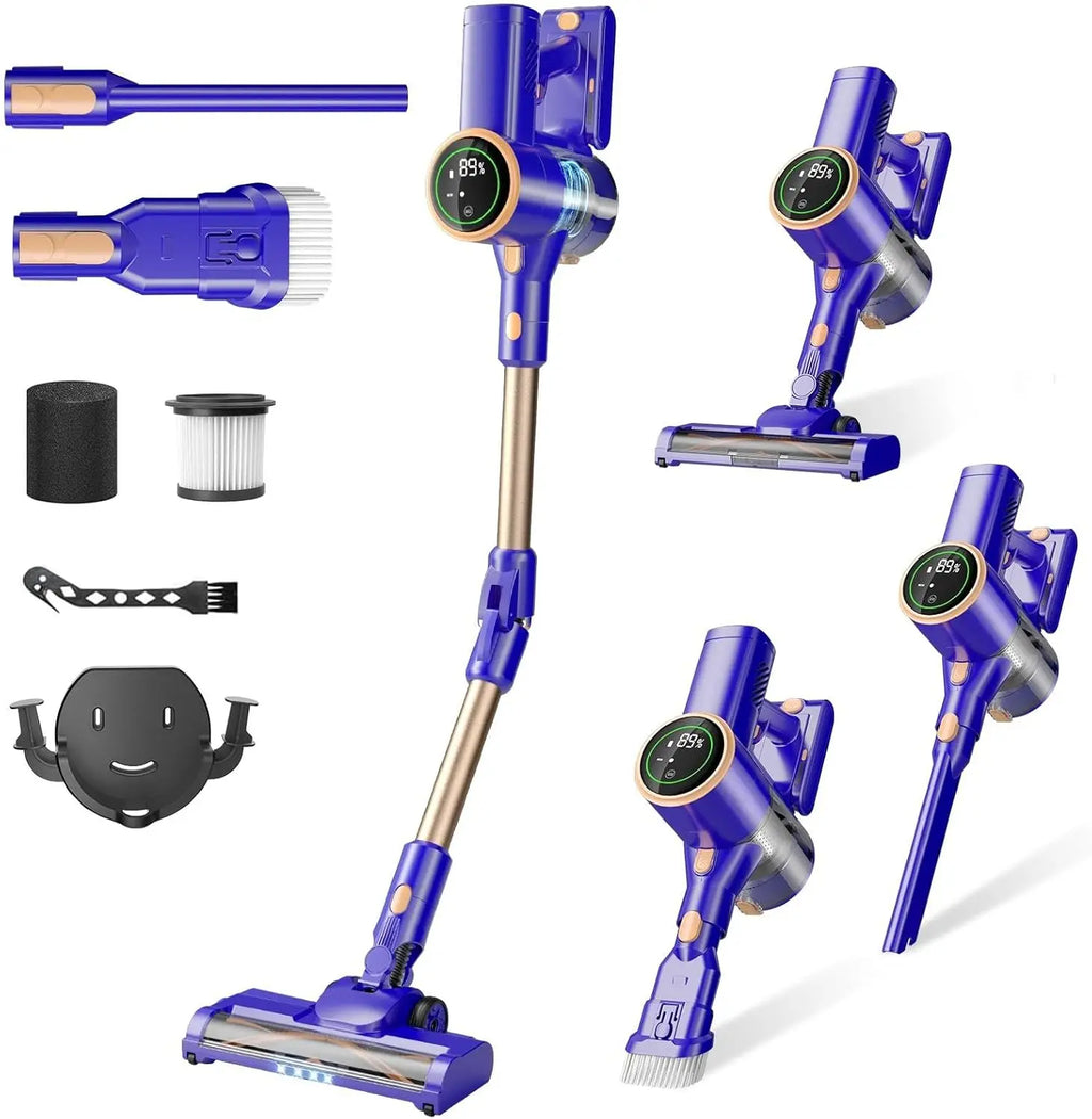 Lightweight Cordless Vacuum Cleaner with 180° Bendable Wand, LED Touch Screen, and 8-in-1 Attachments for Home Floors
