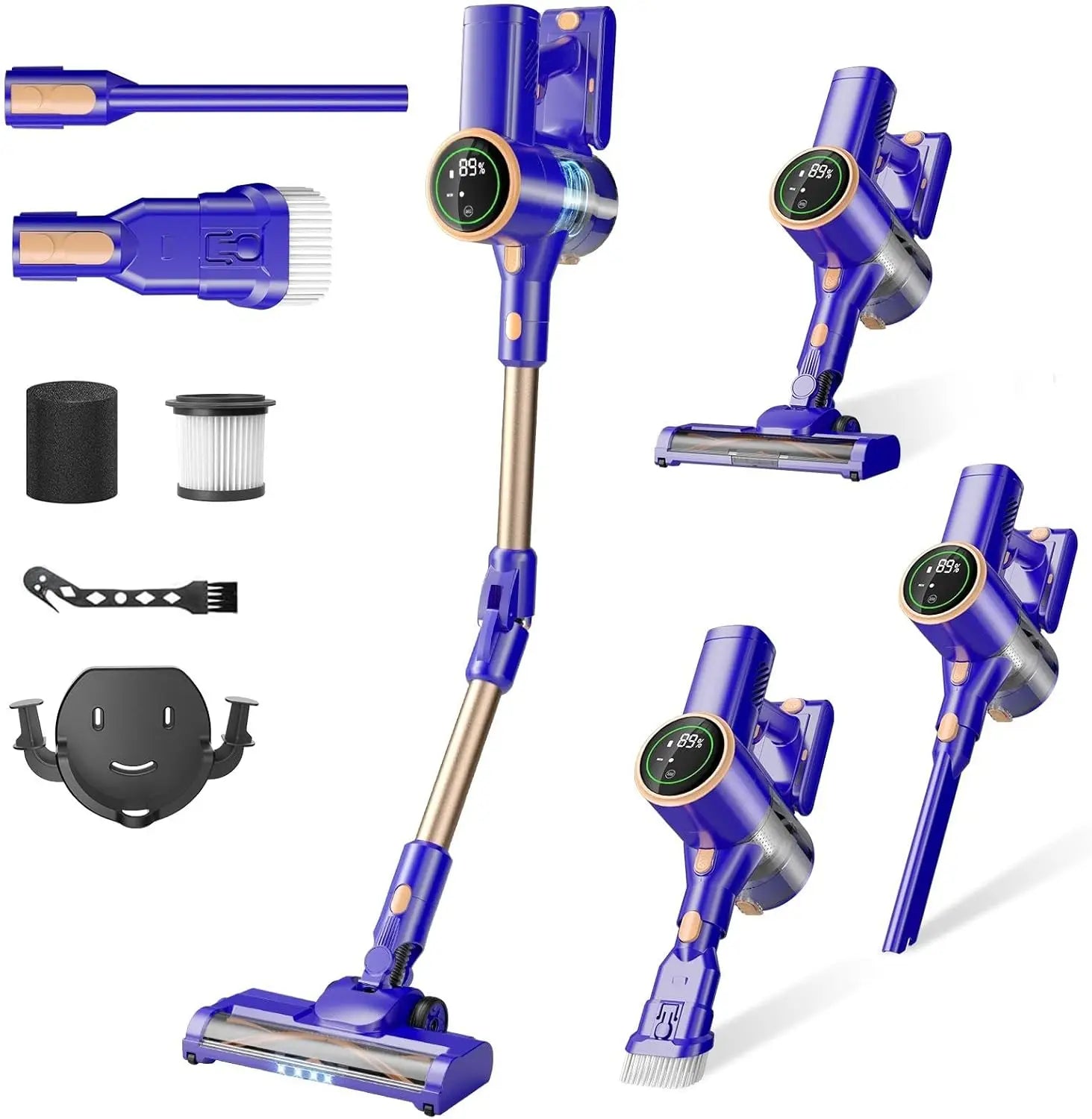 Lightweight Cordless Vacuum Cleaner with 180° Bendable Wand, LED Touch Screen, and 8-in-1 Attachments for Home Floors