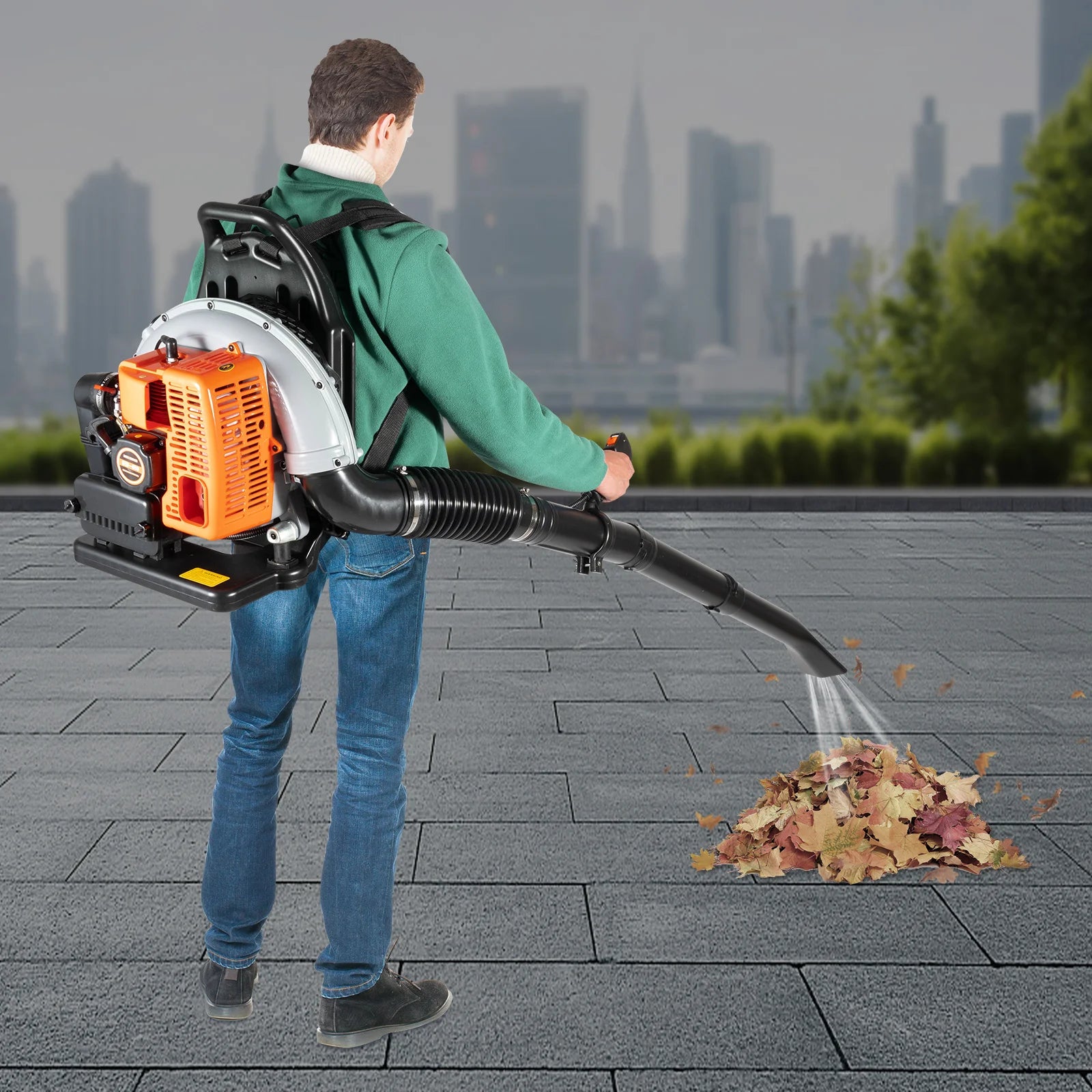 2700W Gasoline Power Leaf Blower Two-stroke 63cc 6800r/min Single Cylinder Powered Engine Lawn Blower Snow Dust Blowing Cleaning