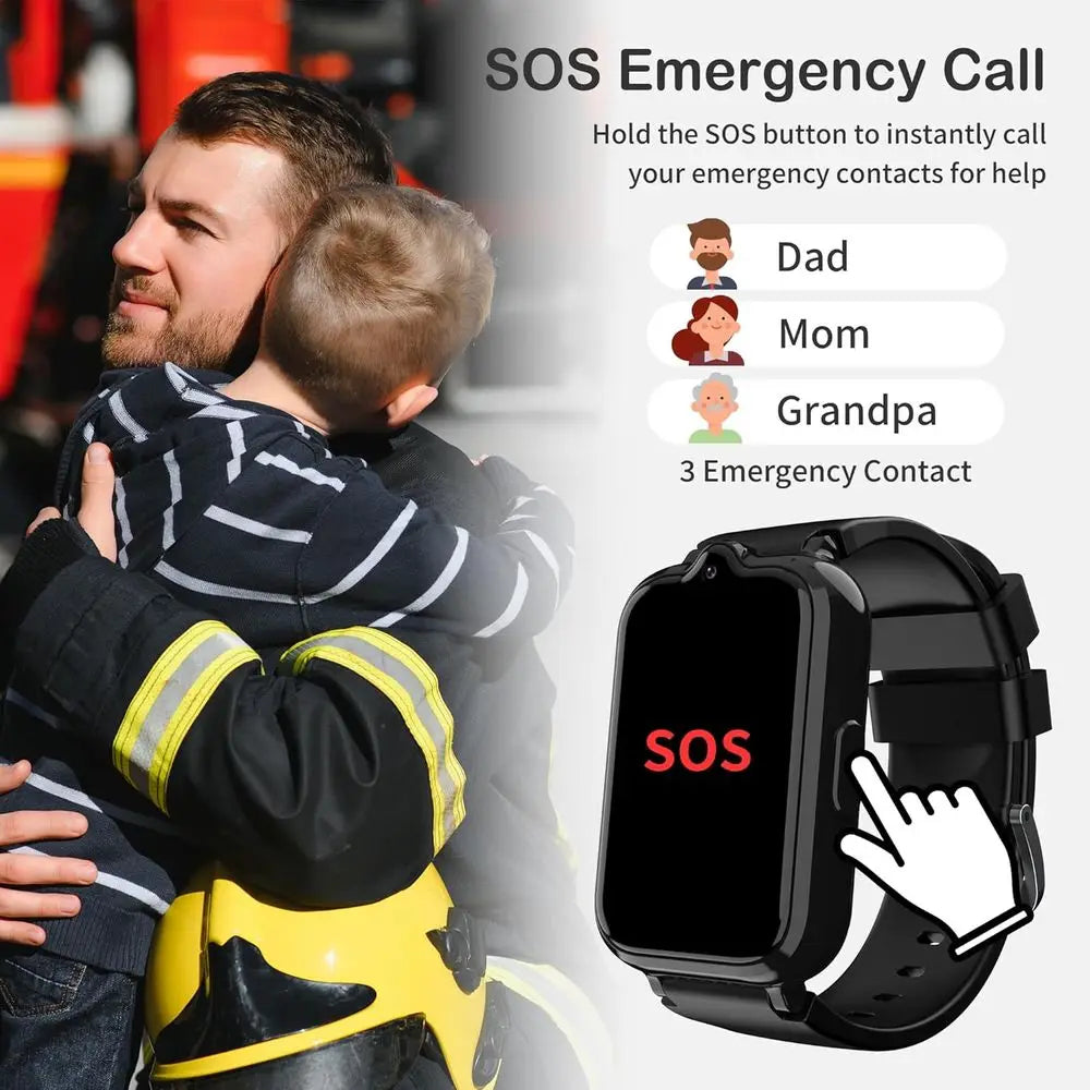 4G Smart Watch for Kids | Kids Watch with GPS Tracker Waterproof HD Touch Screen Video & Voice Chat Calling Alarm SOS Camera Cal