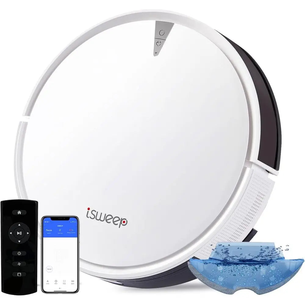 Robot Vacuum and Mop Cleaner, Electric Water Tank 2 in 1, 2000Pa Suction, Sweeping and Mopping, APP Control, Self-Charging