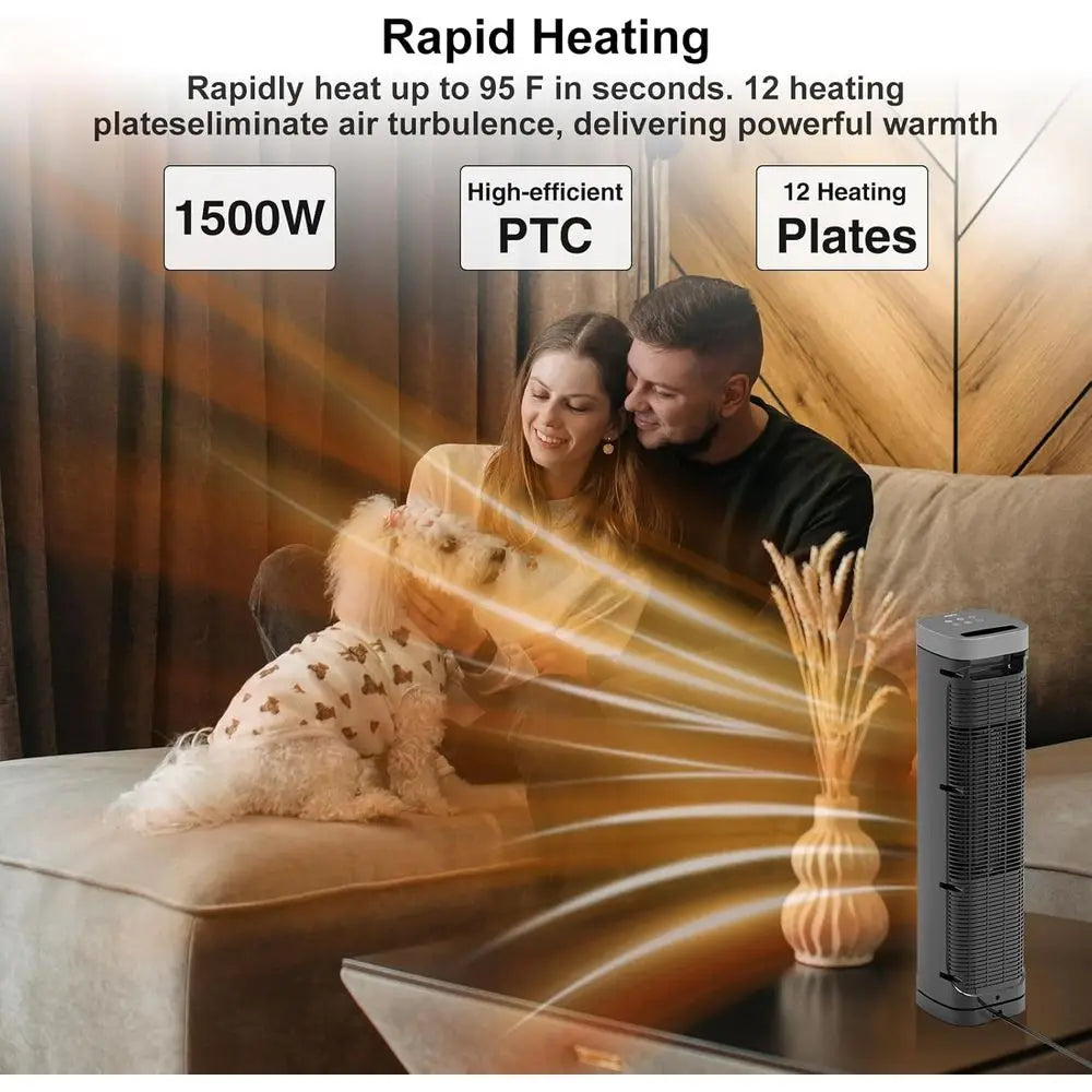Portable Space Heater, 1500W, 3 Heating Modes, 70° Oscillation, Ideal for Office, Home, and Bedroom