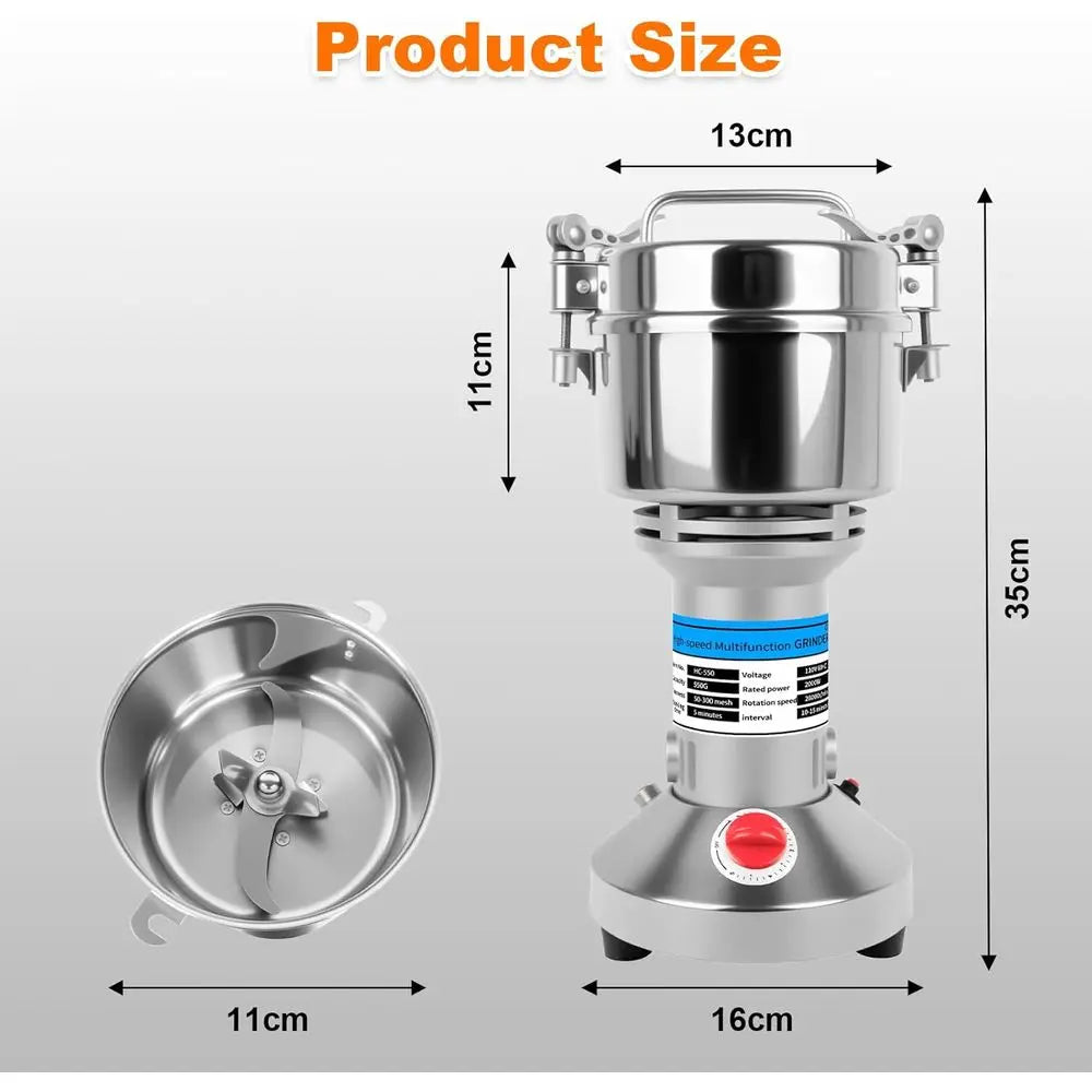 550g Grain Mill or lour, Electric Spice Grinder, High-Speed StainlSteel Dry Grinder Mill or Herbs, Nuts, Grains, Seasonings, & P