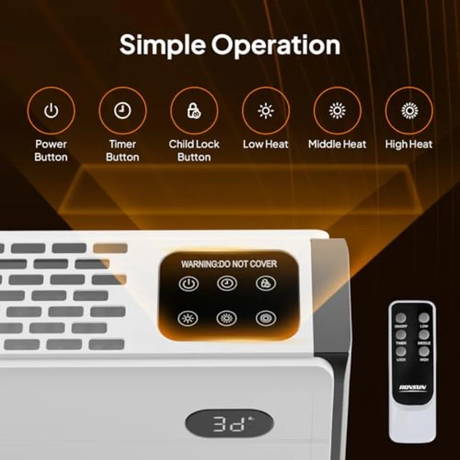 48'' Electric Baseboard Heater with Remote Timer 1500W Convection Space Heater w/Adjustable Heating Modes Touch Panel Overheat
