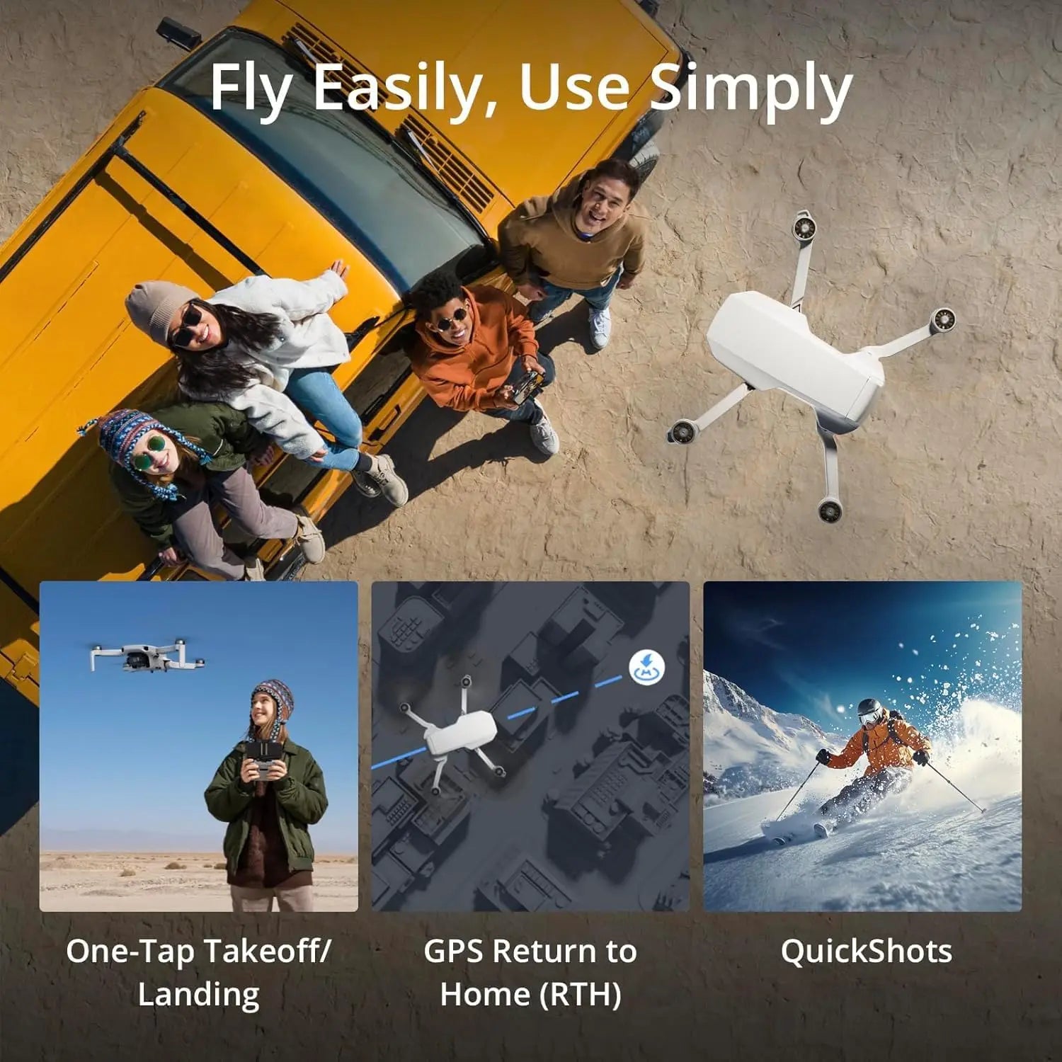 Mini Drone with 4K Camera, FPV Transmission, Easy to Fly, 3-Axis Gimbal, 31-Min Flight, Under 249g for Beginners