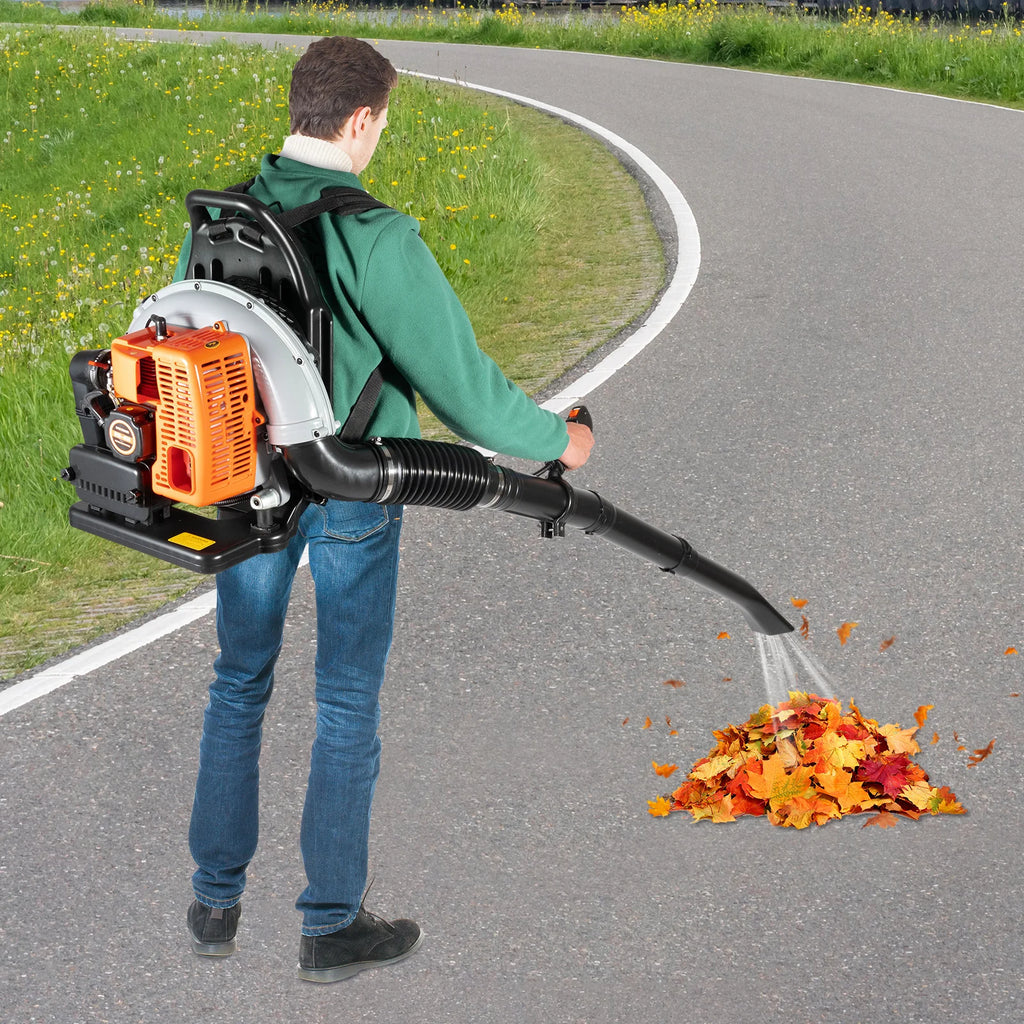 2700W Gasoline Power Leaf Blower Two-stroke 63cc 6800r/min Single Cylinder Powered Engine Lawn Blower Snow Dust Blowing Cleaning