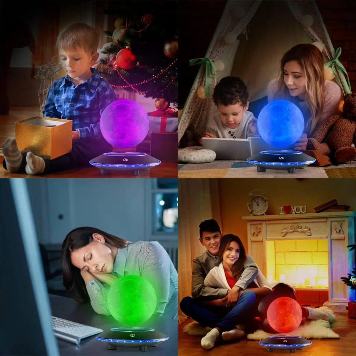Floating Moon Lamp with 16 Color LED Lights, Spins in Air for Home Decor and Unique Gifts