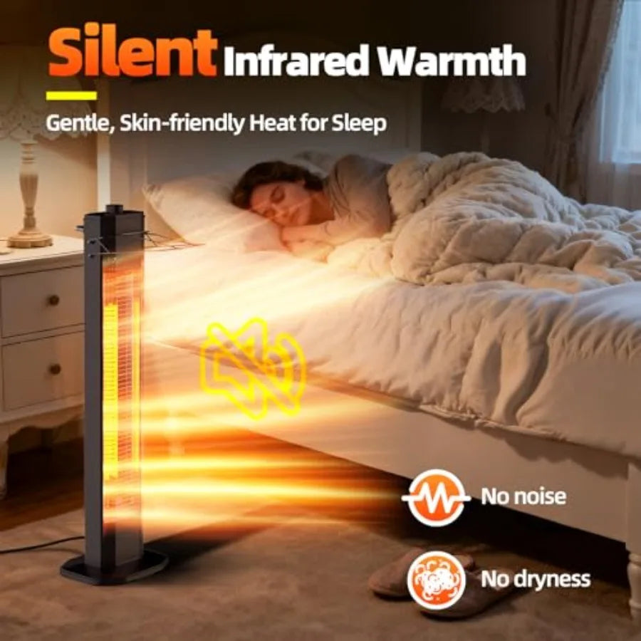 34-Inch 1500W Electric Infrared Patio Heater for Outdoor Use with 3 Heat Levels IPX5 Waterproof Tip-Over Overheat Protection In