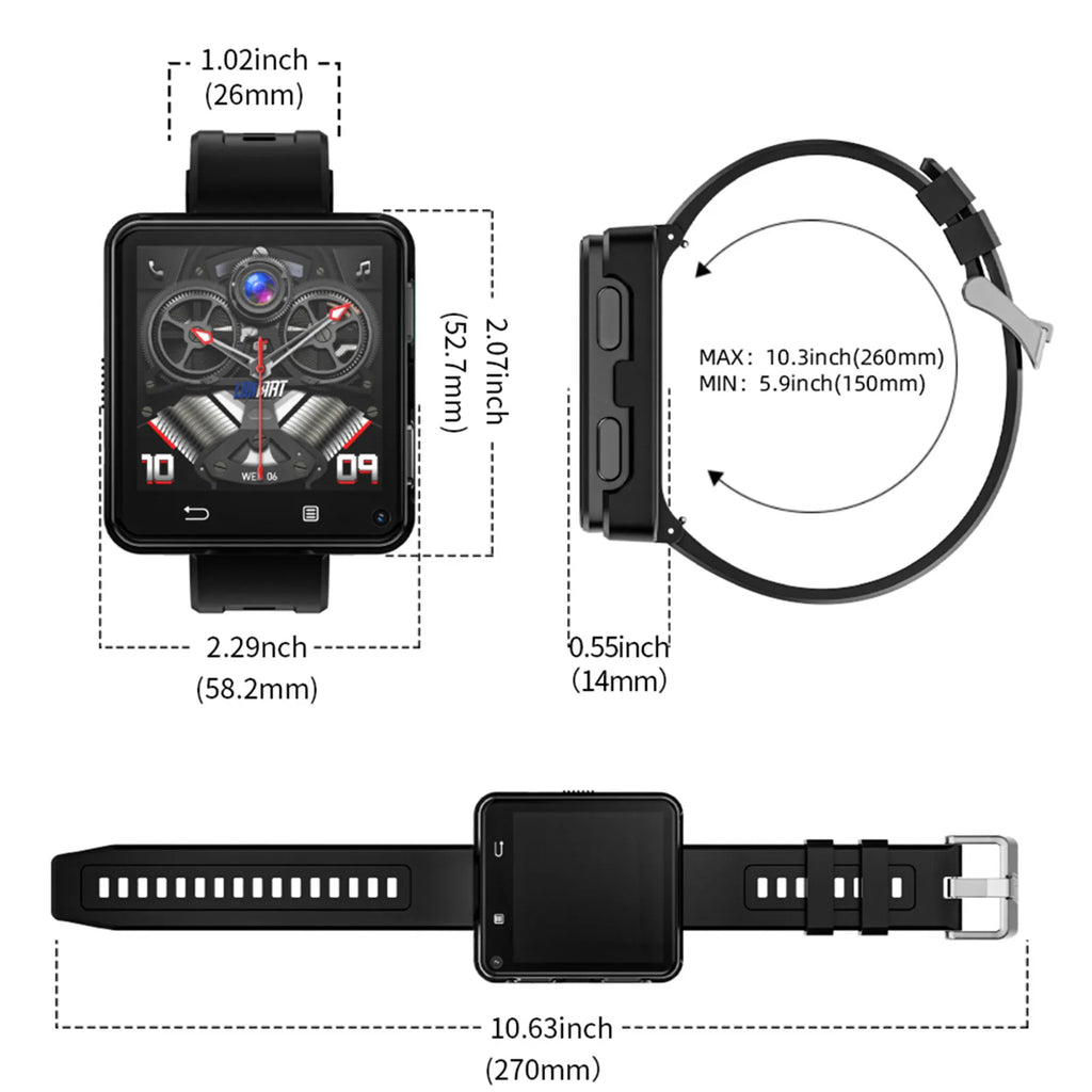 LOKMAT New APPLLP 2 MAX Dual Camera Android 11 Watch Phone Wifi Videos Calls Smart Watch Network Detachable Strap Mini Phone