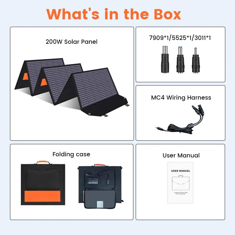 Ctolity 400W Portable Kit Solar Panel Foldable, 100W 200W Solar Generator For Camping Power, 18V Voltage, IP65 Waterproof,