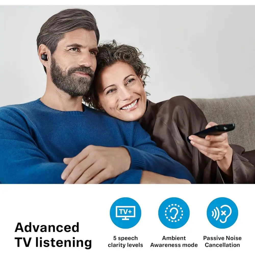 umer Audio TV Clear Set 2 Earbuds - WirelTeion Earpes with Passive Noise Cancellation and Bluetooth - Hearing Device or Enhanced