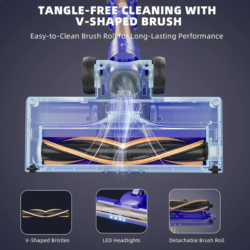 Lightweight Cordless Vacuum Cleaner with 180° Bendable Wand, LED Touch Screen, and 8-in-1 Attachments for Home Floors