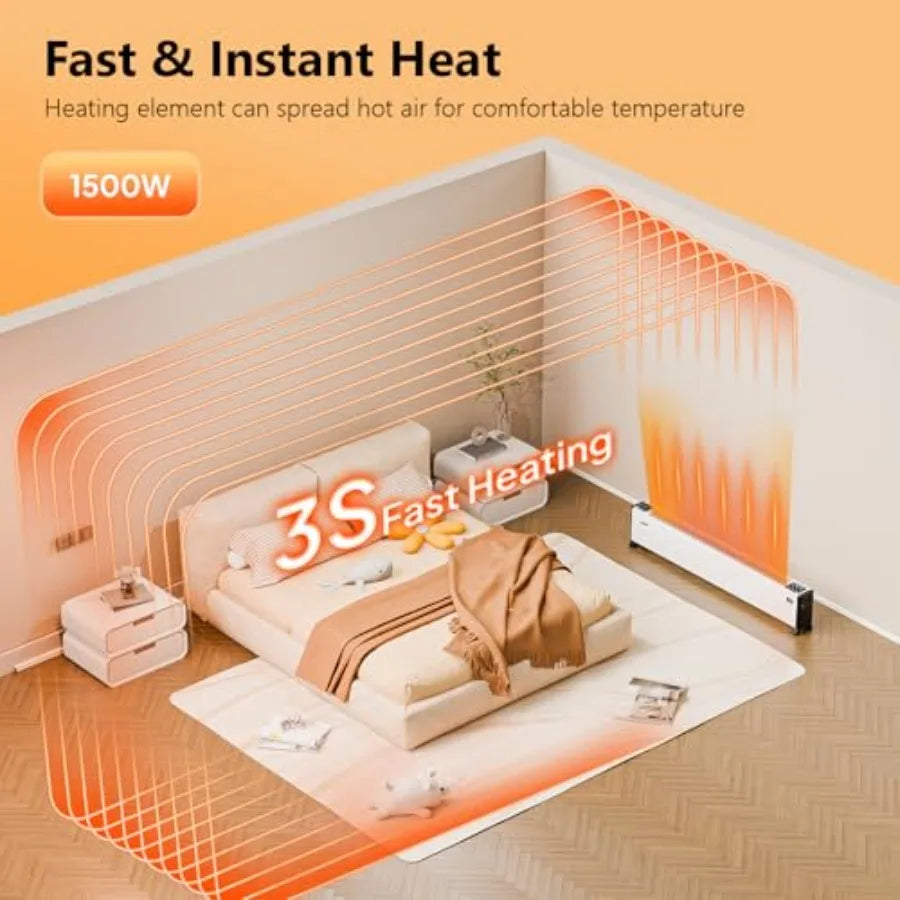 48'' Electric Baseboard Heater with Remote Timer 1500W Convection Space Heater w/Adjustable Heating Modes Touch Panel Overheat