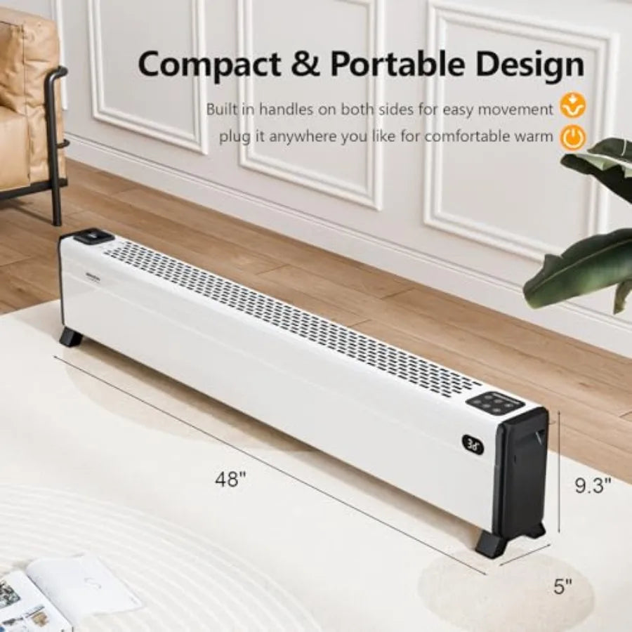 48'' Electric Baseboard Heater with Remote Timer 1500W Convection Space Heater w/Adjustable Heating Modes Touch Panel Overheat