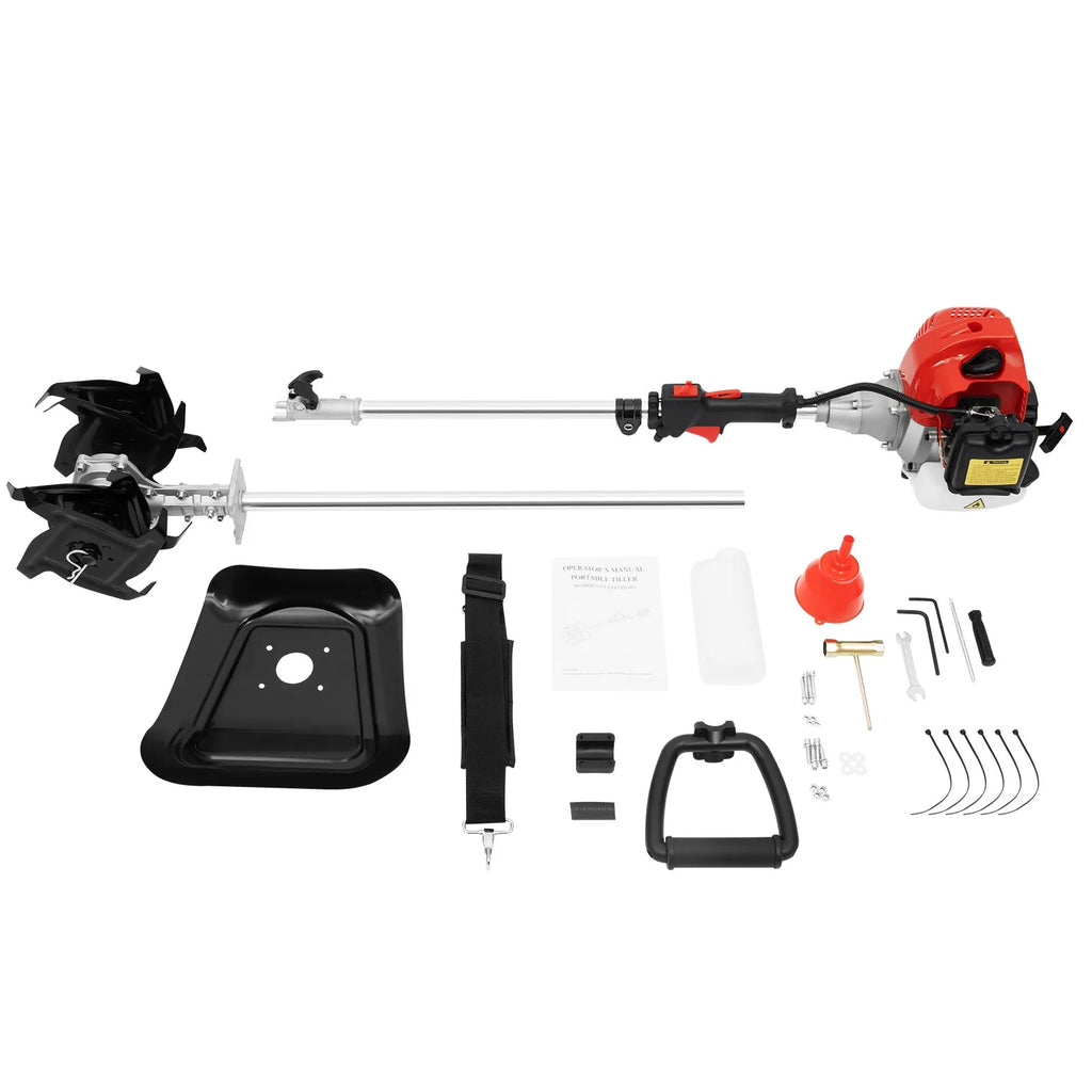 51.7CC 2-Stroke Handheld Tiller Cultivator Gas Powered Engine Rototiller Garden Tool,Gas Powered Tiller Cultivator, for Lawn