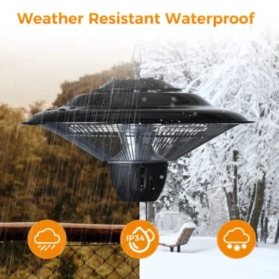 1500W Electric Hanging Patio Heater for Outdoor Courtyard Balcony Garage and Patio with Ceiling Mount Installation Overheat and