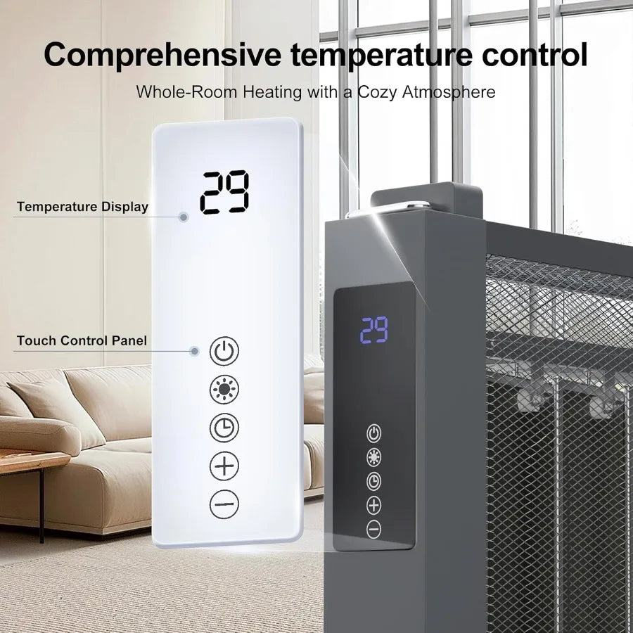 Electric Mica Infrared Space Heater for Indoor Use 1500W High-Efficiency Large Room Heater with Smart Thermostat Overheat and T
