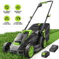 Deli 13" Cordless Lawn Mower, 21V Brushless Motor, 5 Height Adjustments, 4.0Ah Battery & Charger Included