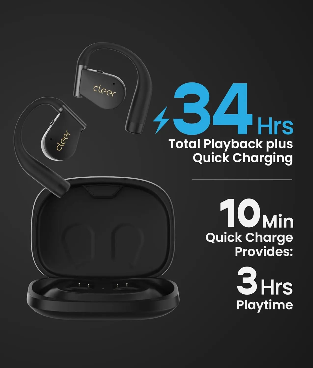 Cleer ARC 4 Plus Open Ear Earbuds,True Wireless Bluetooth Earphones with Dolby Audio and Head Tracking, Earhook Earbuds