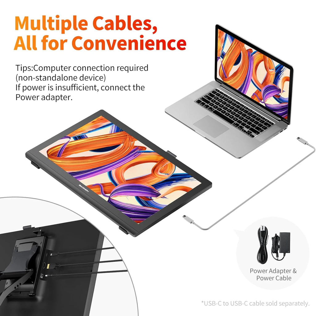 GAOMON Pro 19 Pen Display PD1900 Graphics Tablet 4K UHD Screen 18.4 Inch Large Drawing Monitor 16K Pressure G-Pro Pen, 99% sRGB