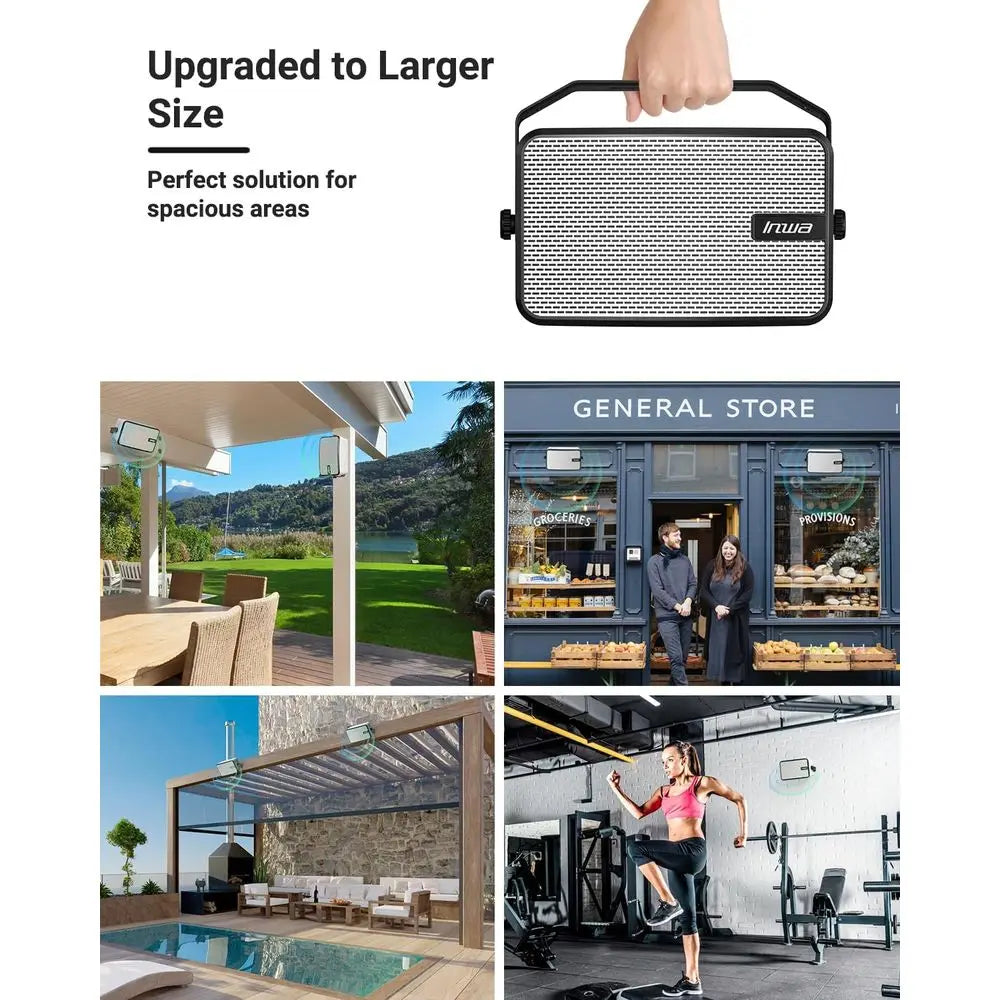 Pair of 400W Waterproof Outdoor Bluetooth Speakers, IPX5 Rated, Wall Mountable, Syncs Up to 100, Ideal for Patio, Porch, Gazebo,