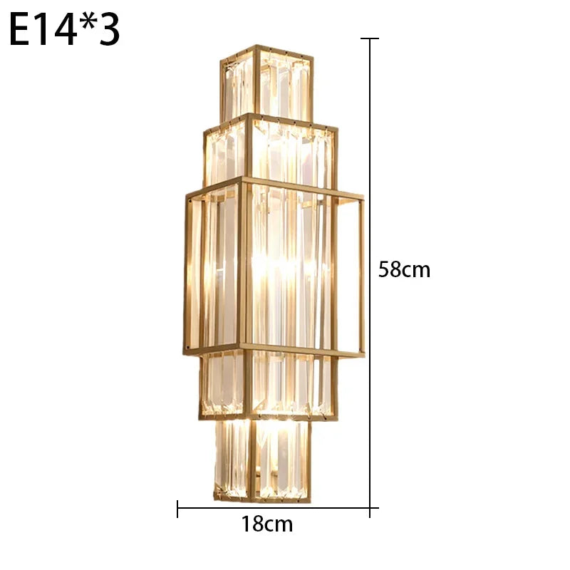 Modern Minimalist Luxury Glass Crystal Wall Lamp Living Room Decoration Bedroom Geometric Indoor Lighting Study  Led Lamps
