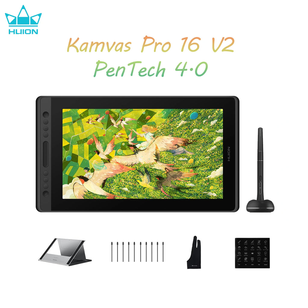 HUION Graphics Tablet Kamvas Pro 16 15.6 Inch Monitor for Artist Drawing Full-Laminated Screen Compatile with PC Windows MacOS