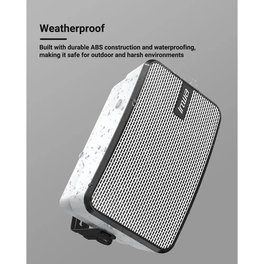 Pair of 400W Waterproof Outdoor Bluetooth Speakers, IPX5 Rated, Wall Mountable, Syncs Up to 100, Ideal for Patio, Porch, Gazebo,