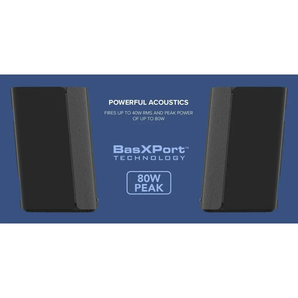 Compact 80W Bluetooth 5.0 Hi-Fi Speakers with Optical/AUX Inputs for Enhanced Soundstage and Bass Control, Ideal for Computers a