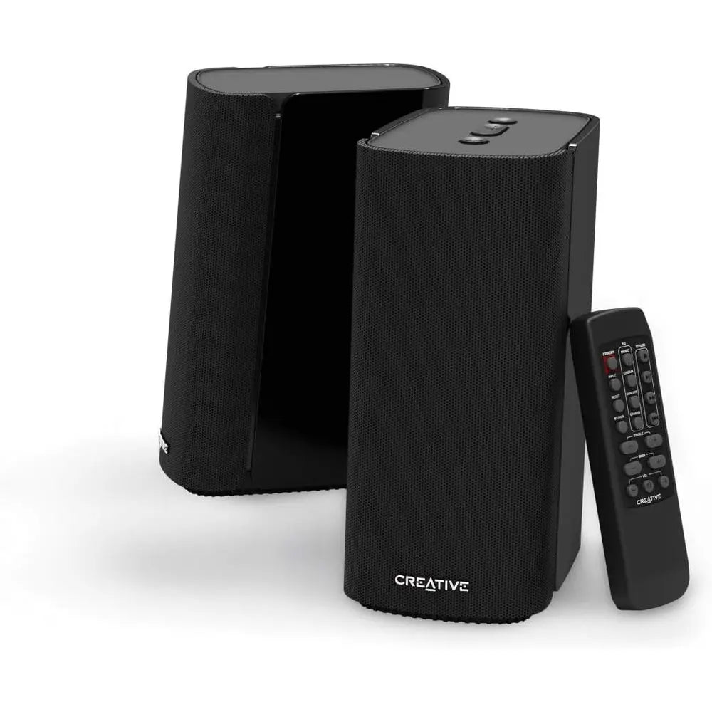 Compact 80W Bluetooth 5.0 Hi-Fi Speakers with Optical/AUX Inputs for Enhanced Soundstage and Bass Control, Ideal for Computers a