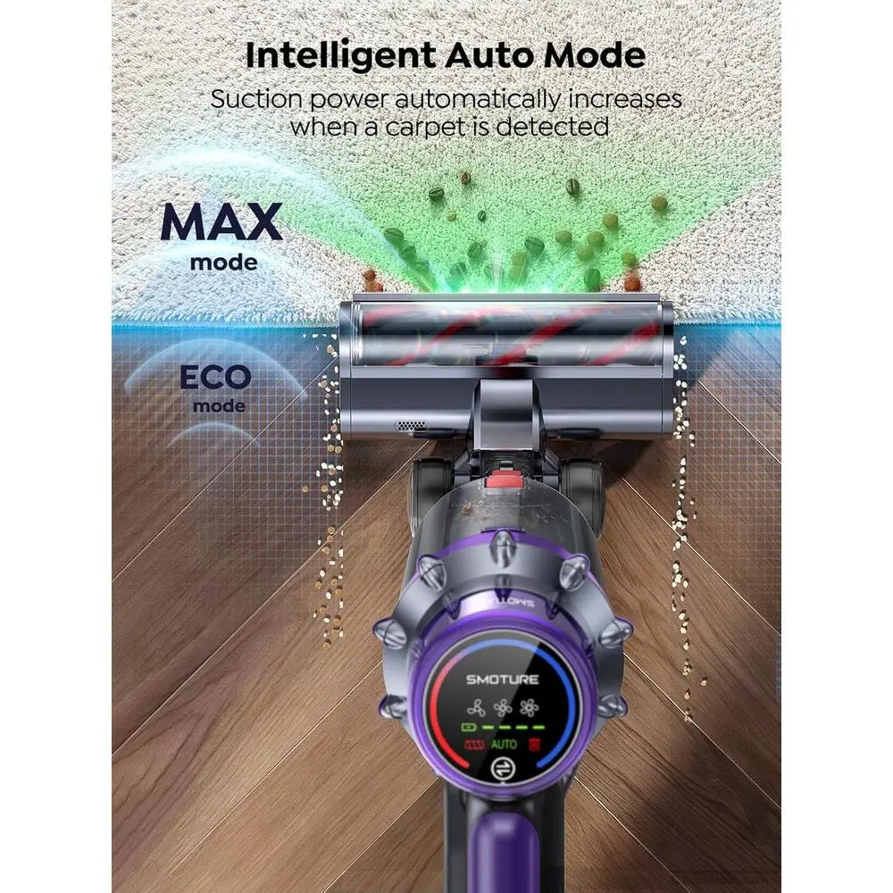 650W 55KPA 70-Minute Cordless Vacuum Cleaner, LED Touch Sensor, Ideal for Home, Pet Hair, Carpets, and Floors