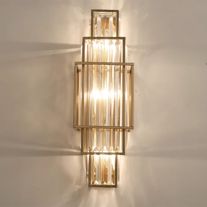 Modern Minimalist Luxury Glass Crystal Wall Lamp Living Room Decoration Bedroom Geometric Indoor Lighting Study  Led Lamps