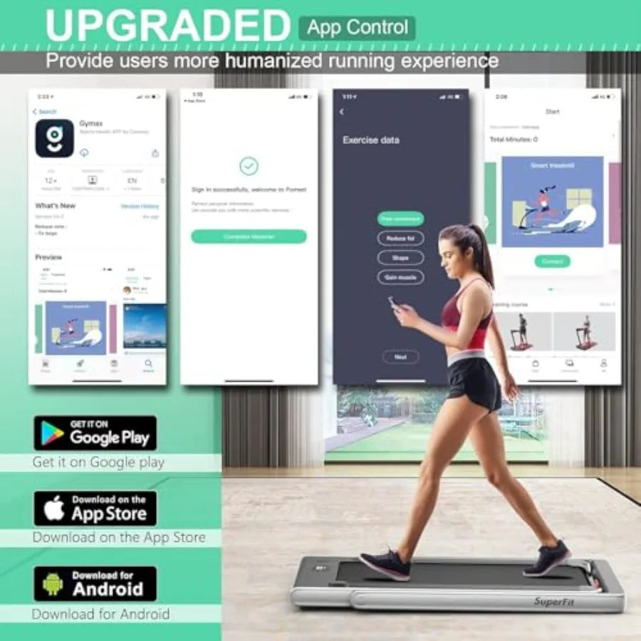 Under Desk Electric Treadmill 2 in 1 Folding with Dual Display 2.25HP Superfit Blue Tooth Speaker APP Control Remote Control Wa