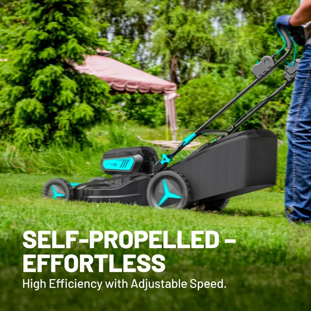2 * 20V 21 inch Self-Propelled Lawn Mower Cordless, 3-in-1 Brushless Electric Lawn Mower with 6-Position Cutting Height Adjustme