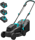 Electric Lawn Mower Cordless, 20V 13 inch Push Lawn Mower with 5-Position Cutting Height Adjustment, 2x4.0Ah Battery and Charger