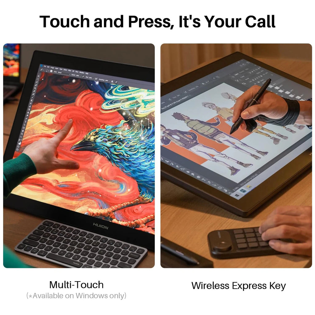 Huion Kamvas Pro 27 4K Screen 27 Inch Large Graphics Tablet Finger Multi-touch Pen Display with Two Pens 16K Levels Pressure