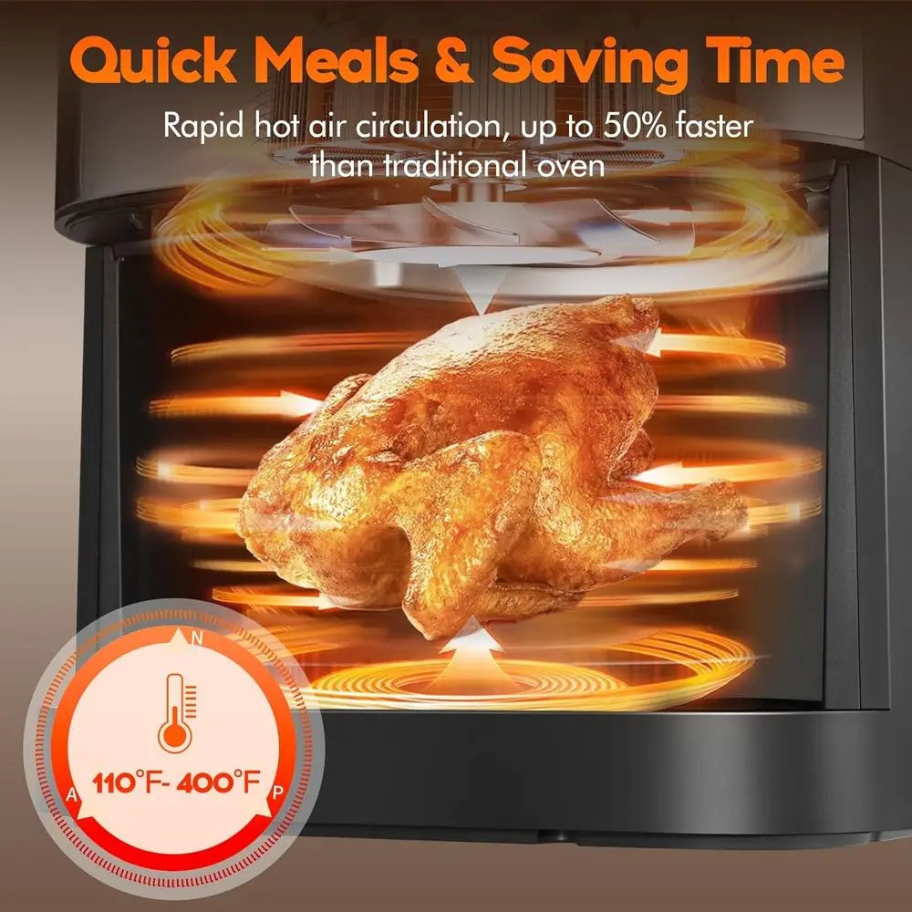 6.2Qt 1500W Large-Capacity Air Fryer with Non-Stick Basket, 8-in-1 Multi-Function Air Fryer with Preset, Cooker for Healthy and