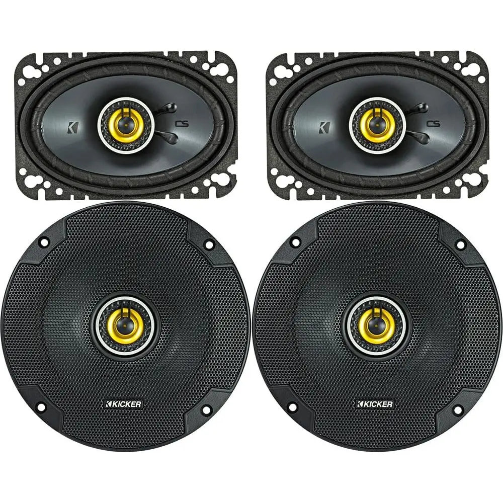 Pair of 6.5 and 4x6 4-Ohm Coaxial Car Speakers