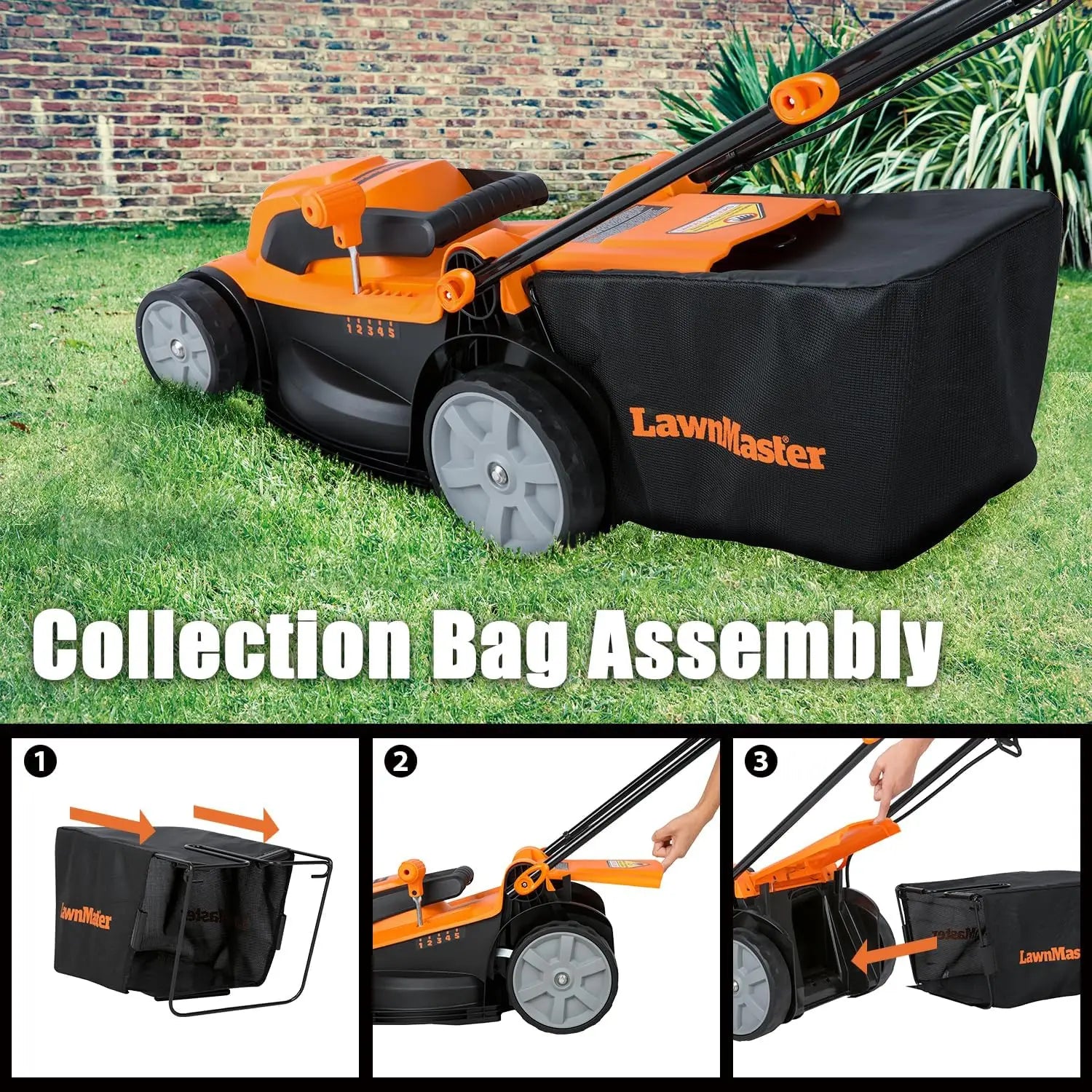 15-Inch Electric Corded Lawn Mower with 11AMP Power, 5 Cutting Heights, and Lightweight Design