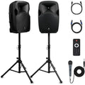 12-Inch 1000W 2-Way Bluetooth-Enabled PA Speaker System with USB/SD Card Slots, Remote Control, and Stands for DJ Parties, Gathe