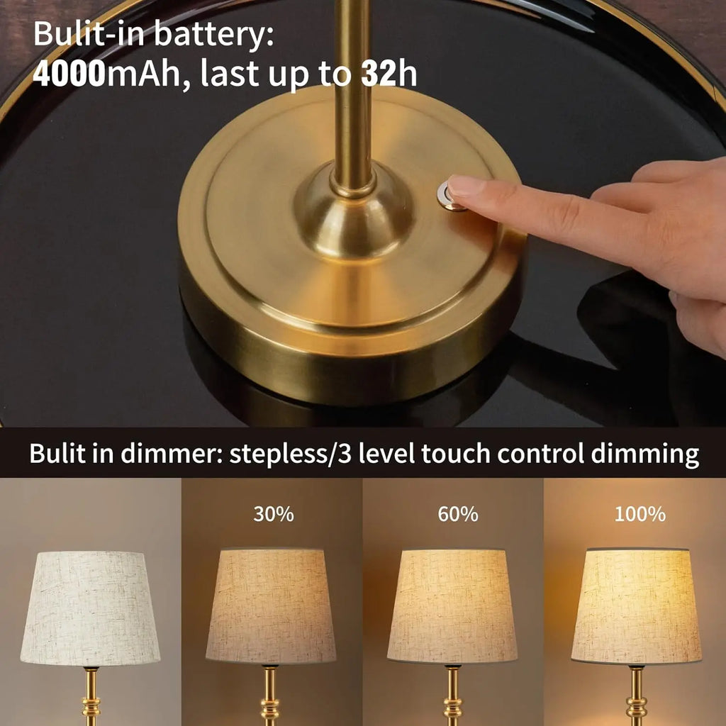 Rechargeable Cordless Table Lamp with Dimmable Touch Control, 4000mAh Battery, Warm Light for Home Decor