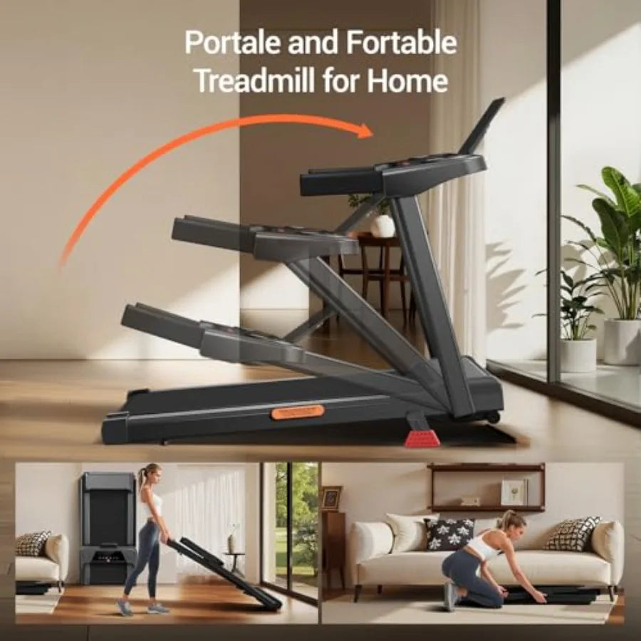 16 Incline Treadmill with Handle 3-in-1 Portable Treadmills for Home and Office Foldable Treadmills with 300 Lbs Weight Capacit