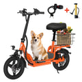 Bodywel T3 14" Folding Ebike – 48V 10.4Ah Electric Bicycle Extra-Wide Saddle, Portable escooter with Rear Rack Basket for Urban