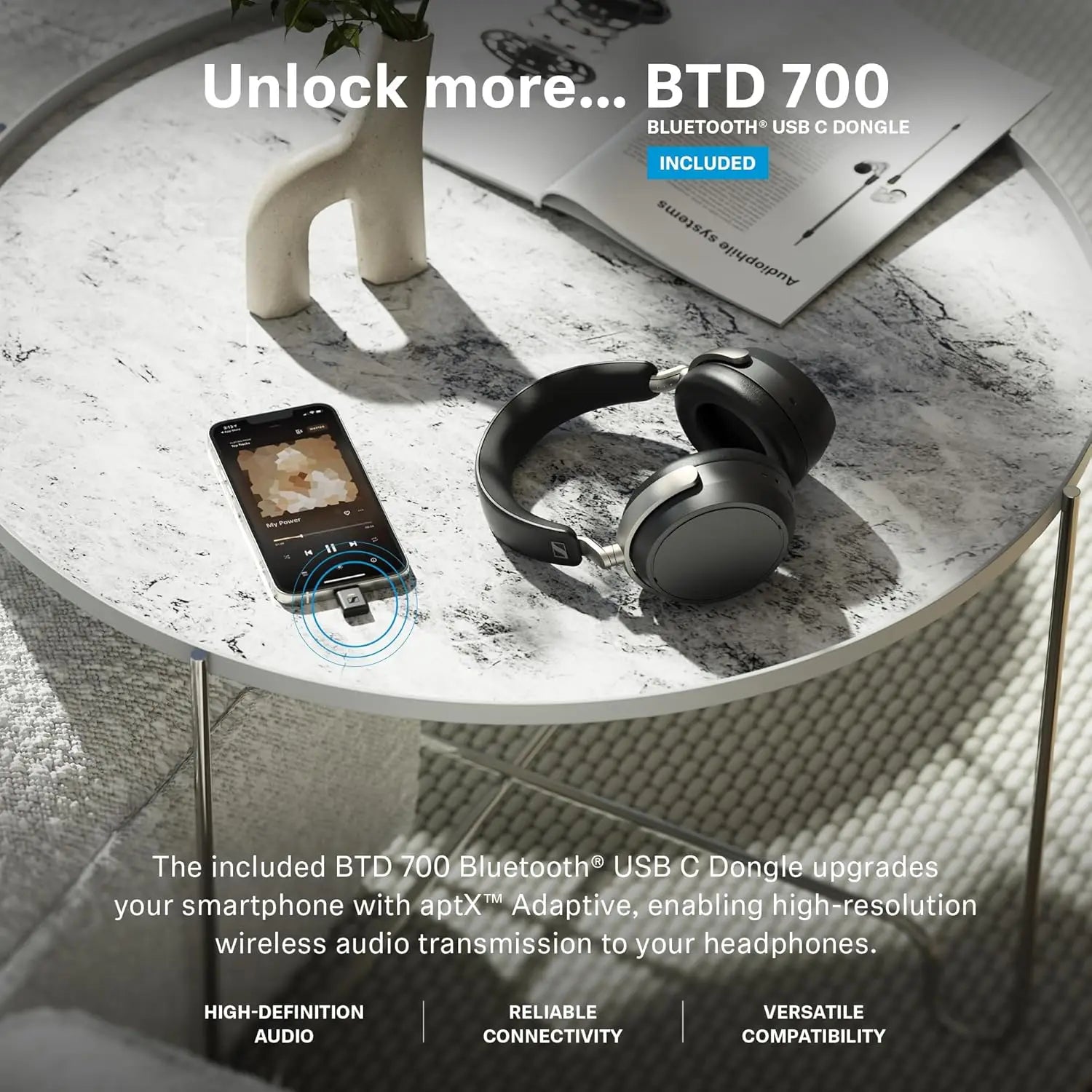 Sennheiser HDB 630 Wireless Over-Ear Headphones - Hi-Res Audiophile Sound, Adaptive Noise Cancellation