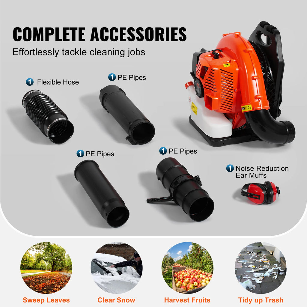 SucceBuy Backpack Leaf Blower 79CC 2-Cycle Gas Leaf Blower with 3L Fuel Tank 930CFM Air Volume 184MPH Speed Ideal for Lawn Care