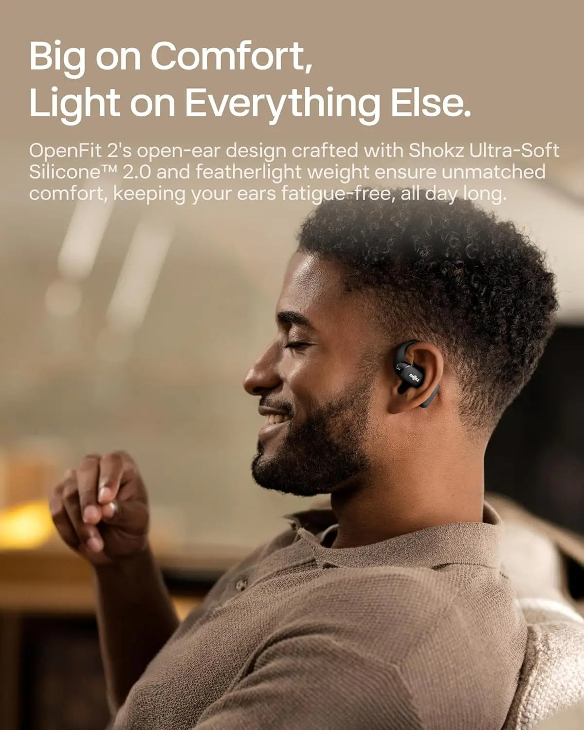 SHOKZ OpenFit 2 Open-Ear Headphones,True Wireless Bluetooth Earphones with Microphone,Earhook Earbuds with 48 Hours of Playtime